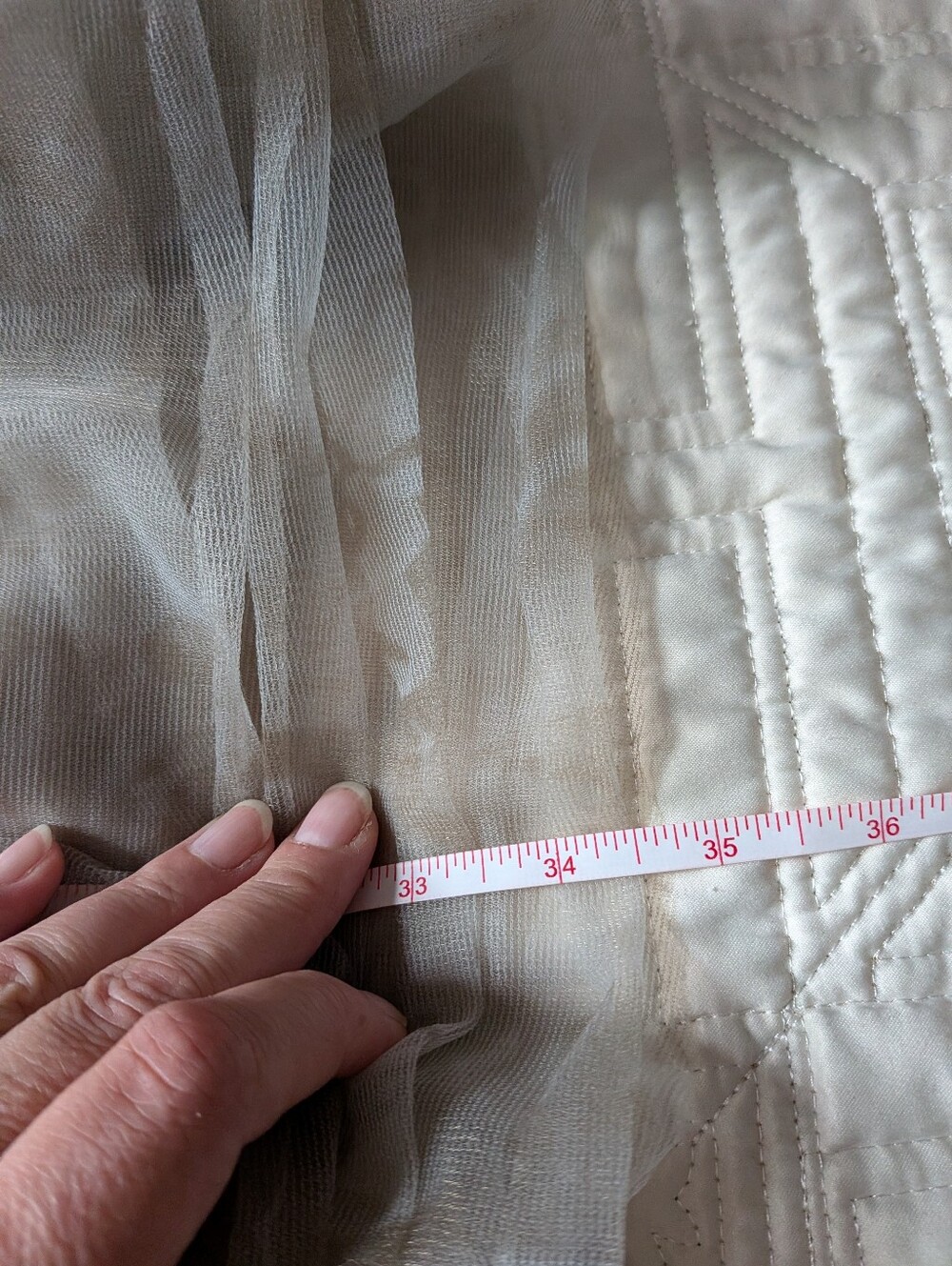 French Beige Abstract Tiered Tulle Cotton Ruffled Maxi Skirt Size Extra-Large - Picture 8 of 11